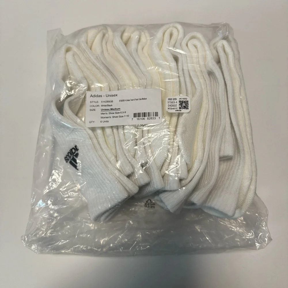 Unisex Adidas White Socks New