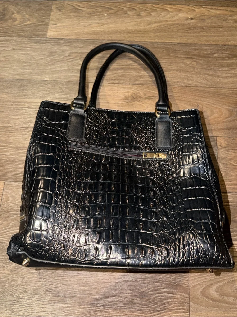 Faux Crocodile Black Shoulder Bag Purse