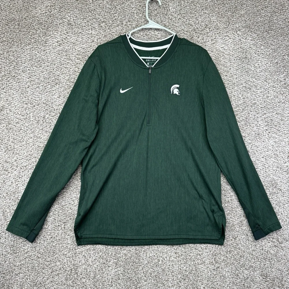 Michigan State Spartans Quarter Zip Pullover Mens Large Nike Performance Stretch