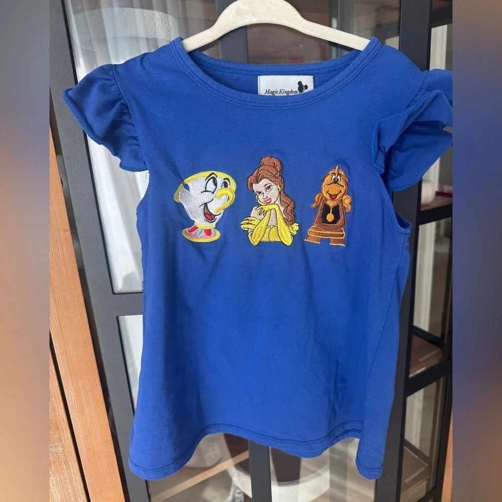 Magic Kingdom Boutique Belle Beauty & the beast smock tee embroidered toddler