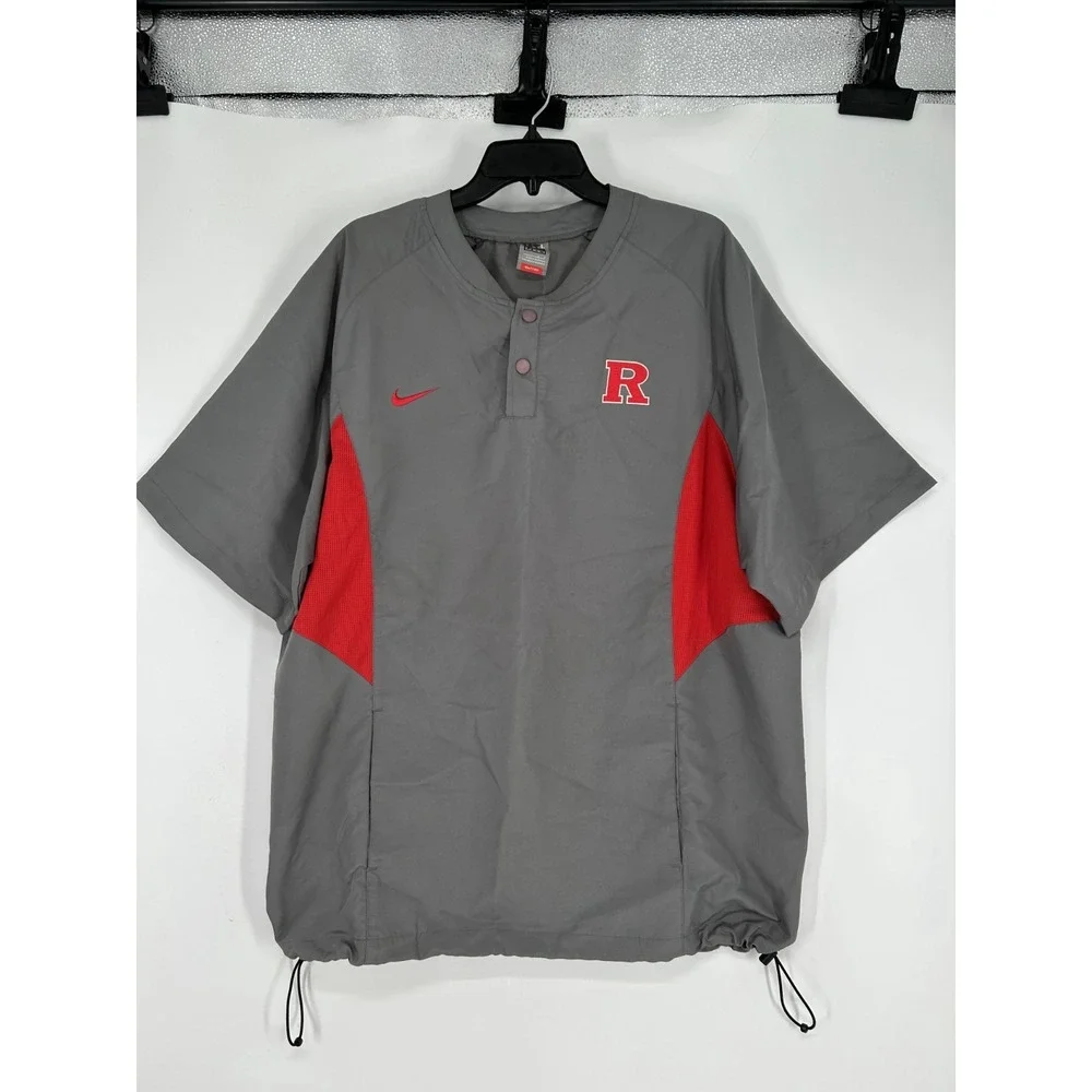 Nike Batting Jacket Short Sleeve‎ Quarter 1/4 Zip Button Rutgers Scarlet Knights