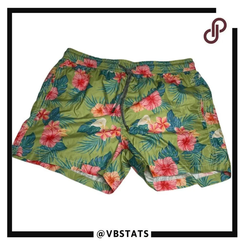 Detwelve Milano Mens Floral Elastic Waist Swim Shorts Multicolor Medium‎