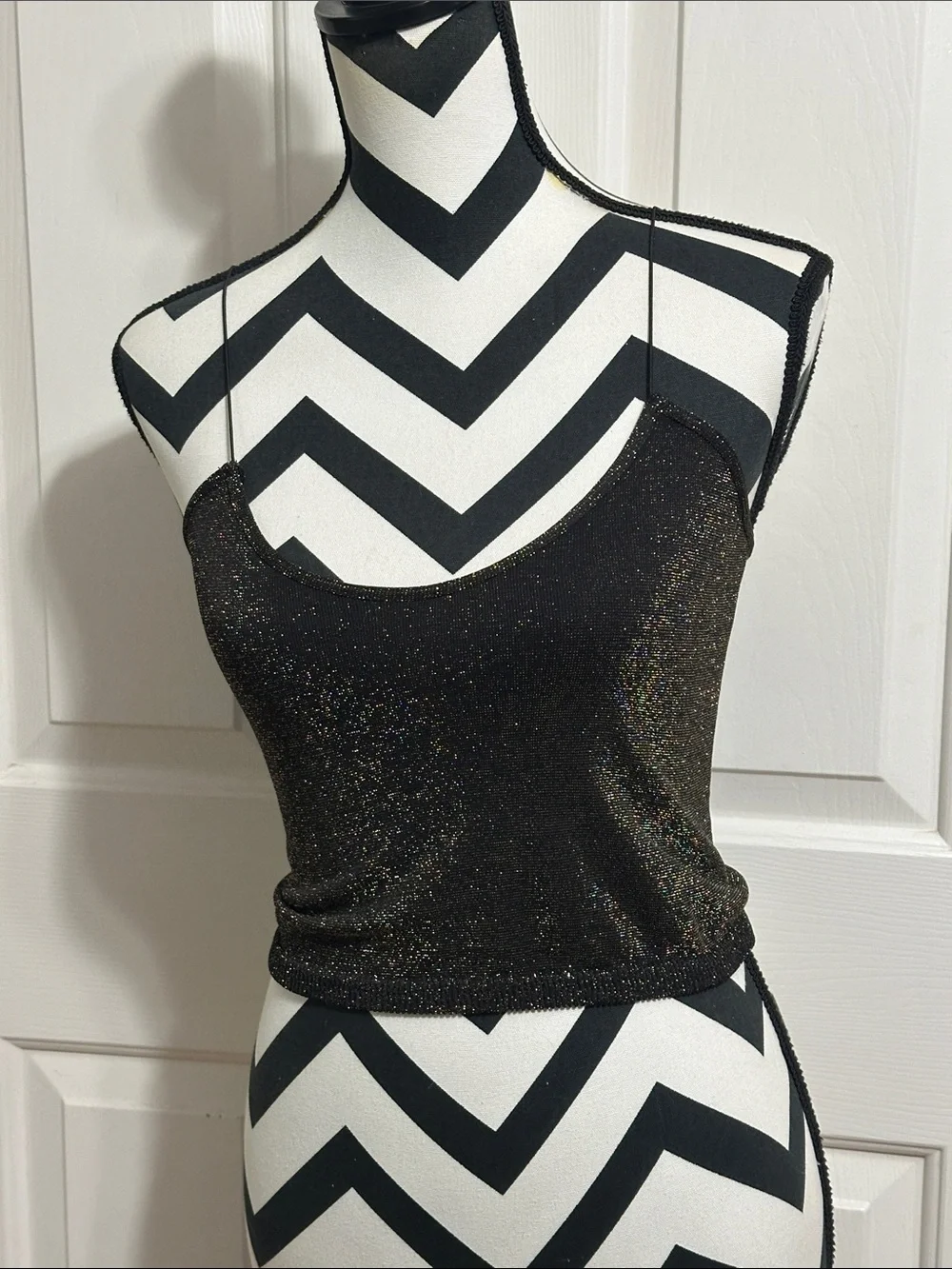 Intimately Free People Black Metallic Cropped Tank