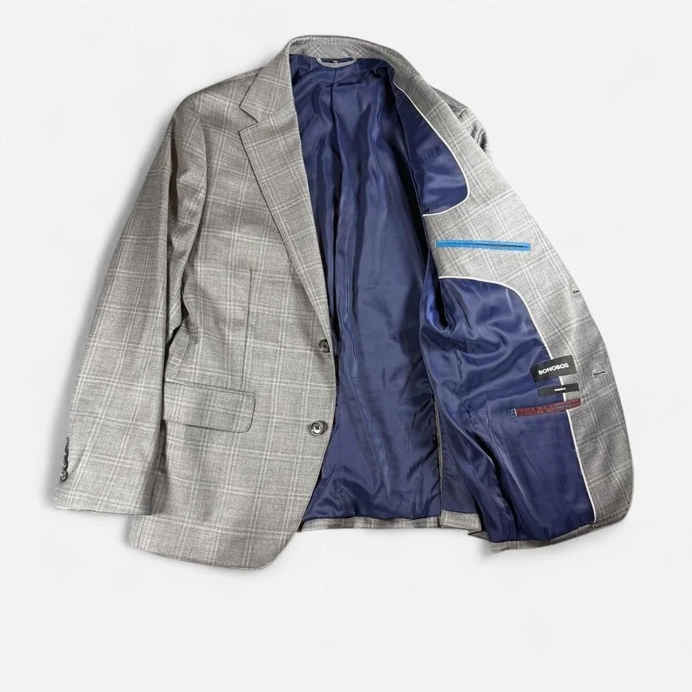 Bonobos Gray Glen Plaid Standard Fit Sport Coat Wool Blend Size 38S