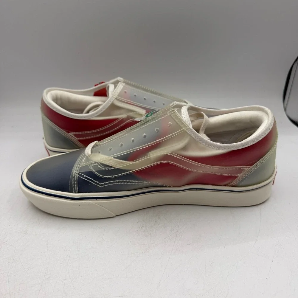 VANS ComfyCush Slip-Skool Shoes Mens Sz 11 Navy Blue/Red Low Top Sneakers Skate