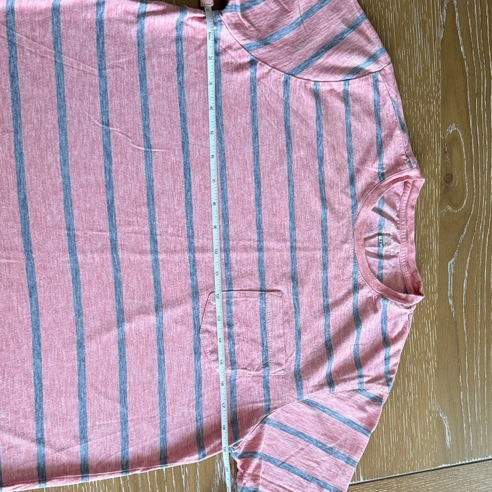 Banana Republic Coral and Gray Striped Tee