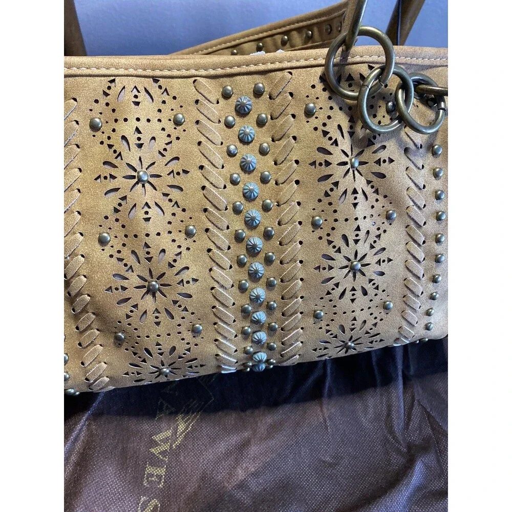 Montana West Concealed Carry Purse Handbag Bling Western Tan NWT