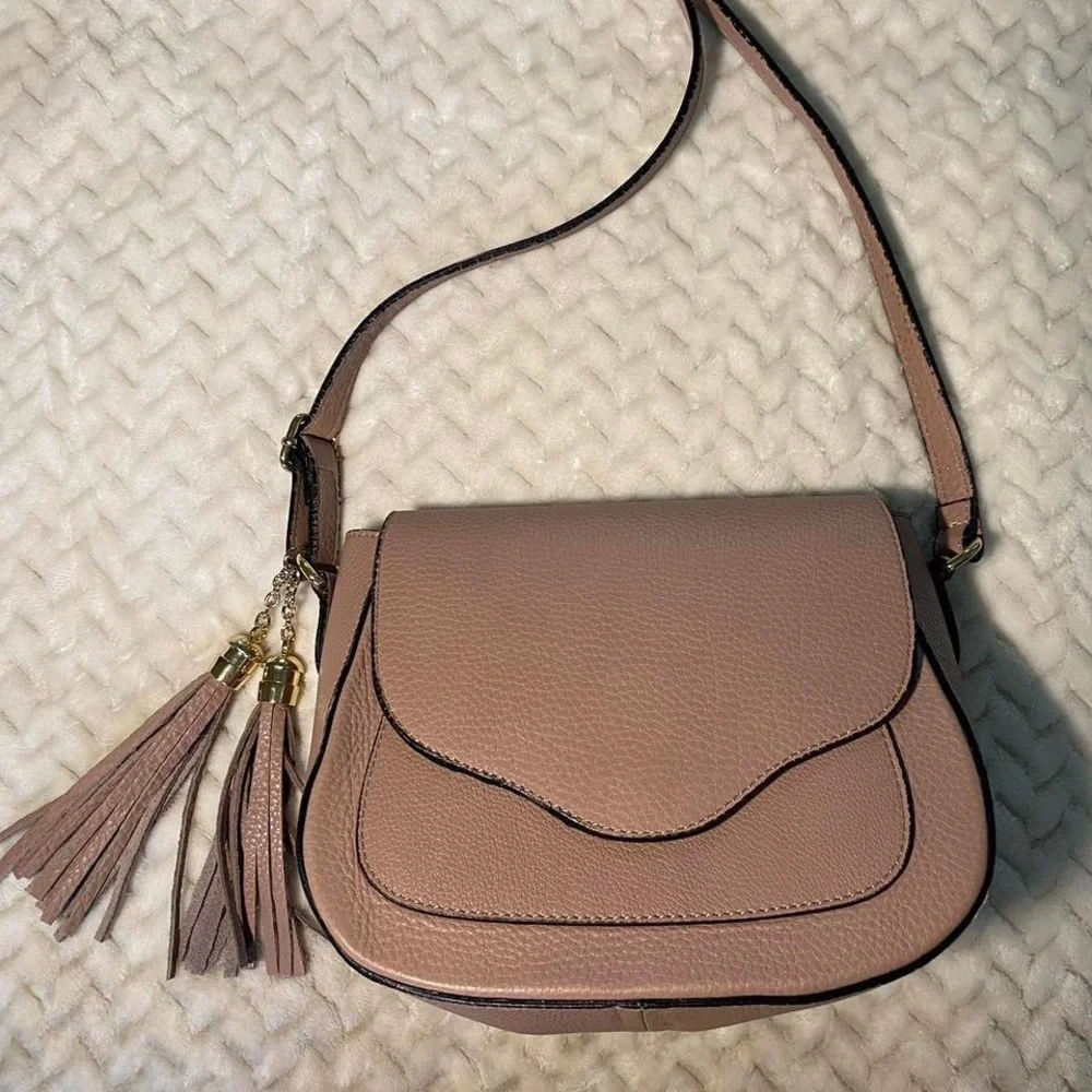 Borse in Pelle Italian Leather Dusty Pink Crossbody Bag