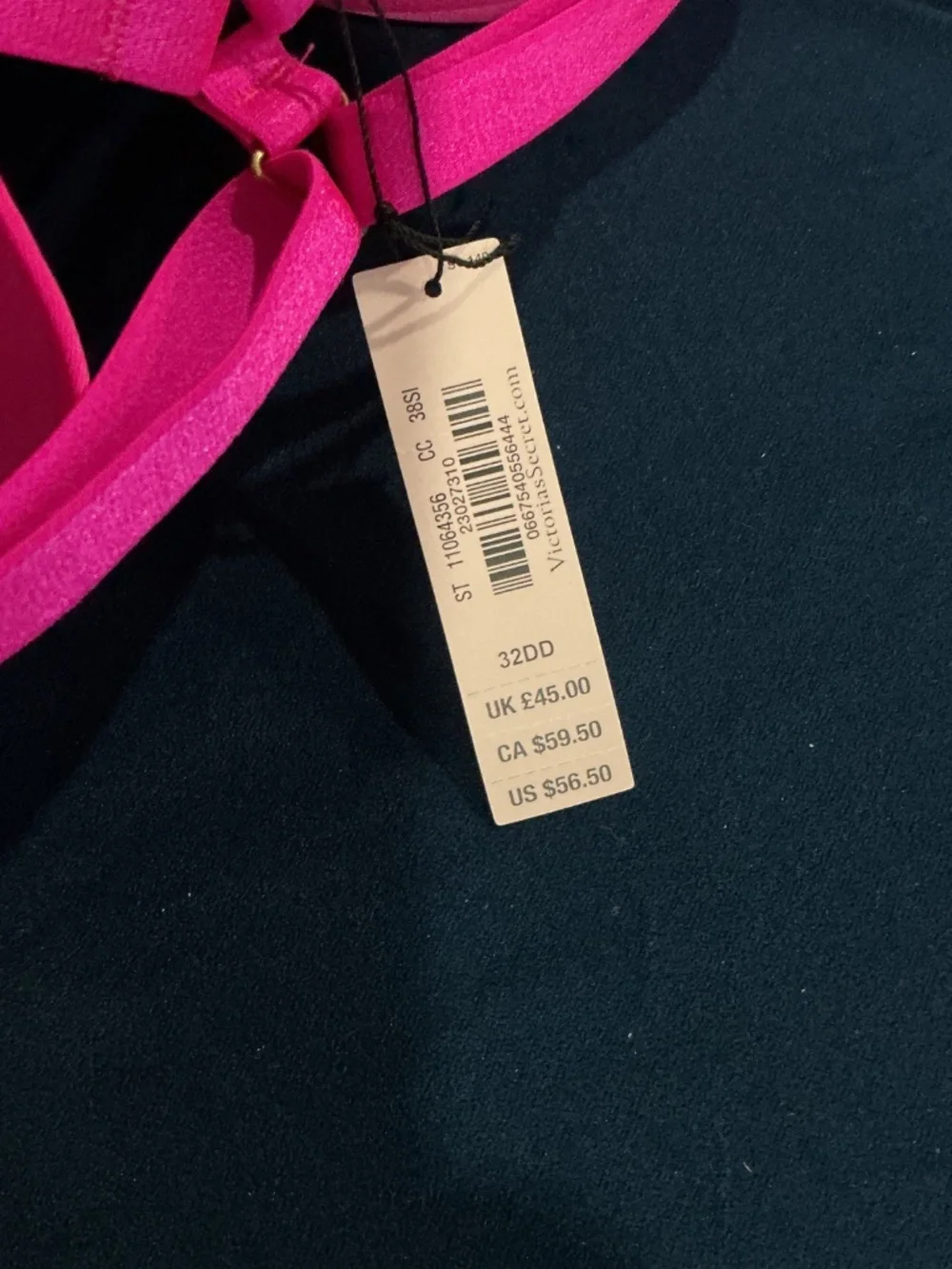 NWT Victoria’s Secret Hot Pink Push-up Front closure bra 32DD