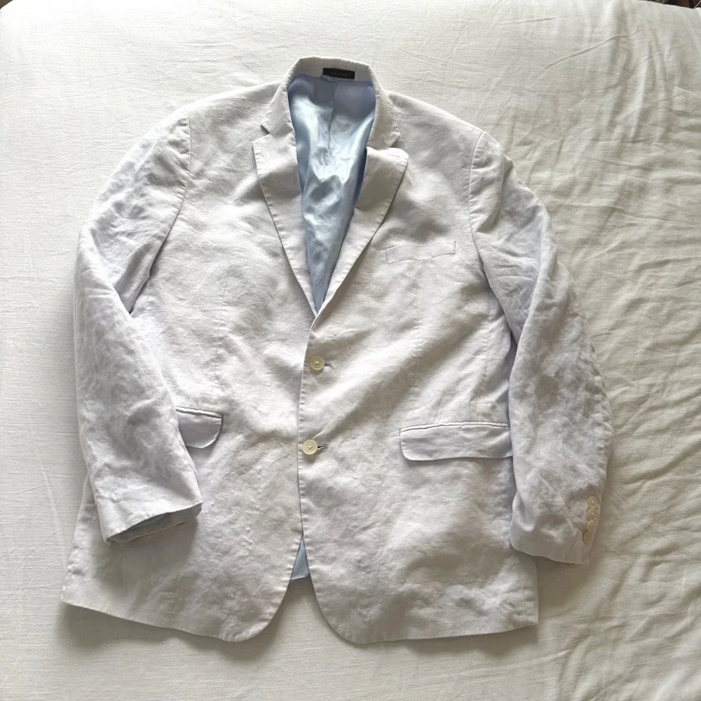 Lauren Ralph Lauren Light Blue Linen Blazer Sport Coat Jacket 48L