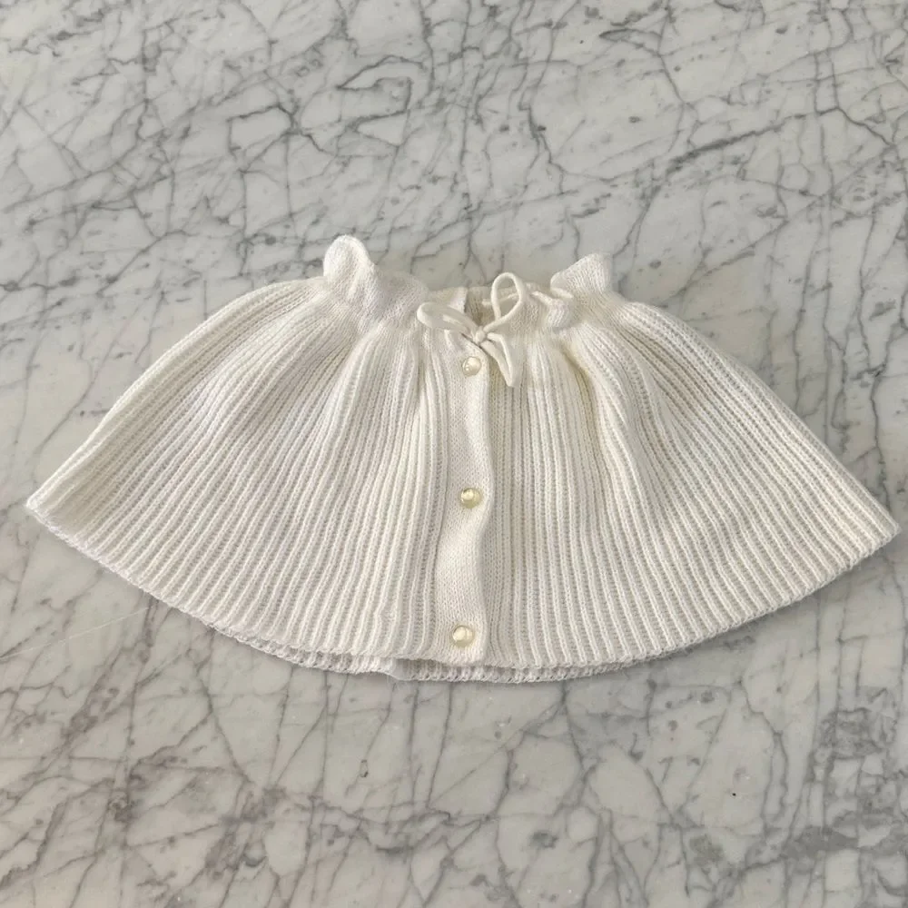 Vintage Poncho Sweater Cape Shrug Crème Toddlers Sz 4/5