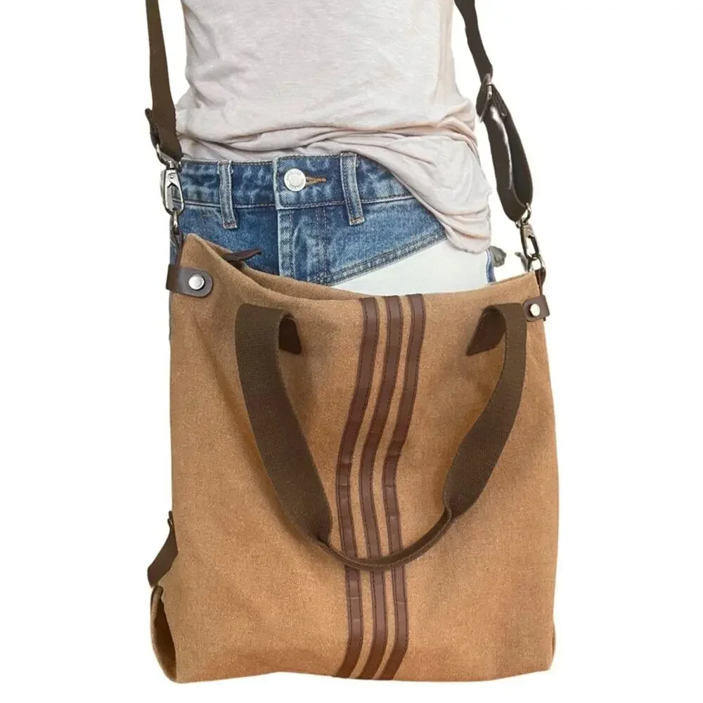 THREADED PEAR brown crossbody canvas bag UNISEX