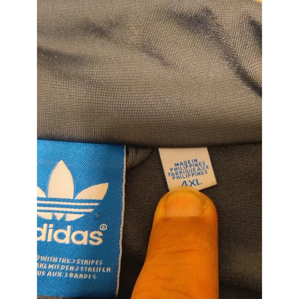 Adidas Originals Mens Track Jacket 4XL Grey Lime Green Trefoil Full Zip Stripes