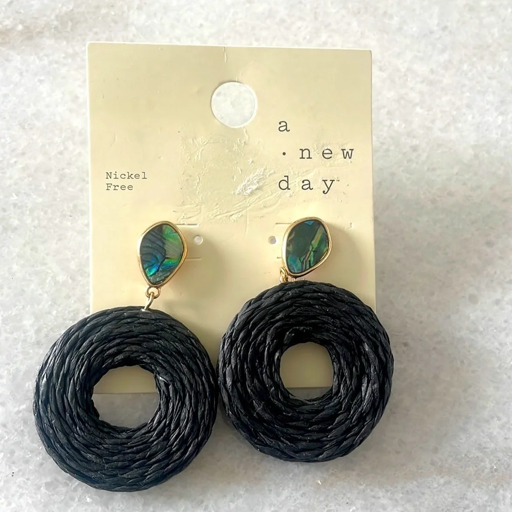 A New Day Ratton Earrings black circle fashion jewelry New