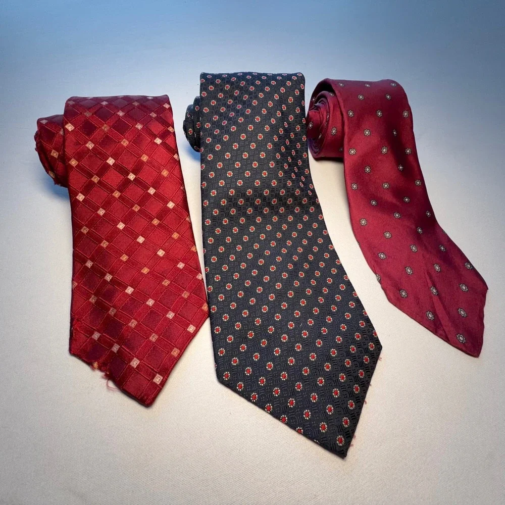 Vintage Christian Dior Cravates Necktie Lot‎ Men OS Red Blue Silk Repair Project