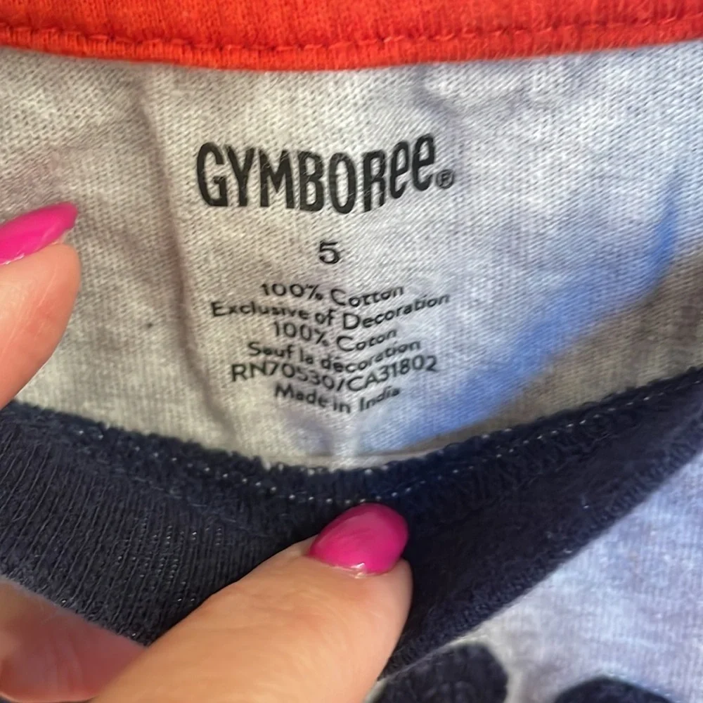 GYMBOREE boys basketball everyday tee shirt raised lettering size 5 cotton