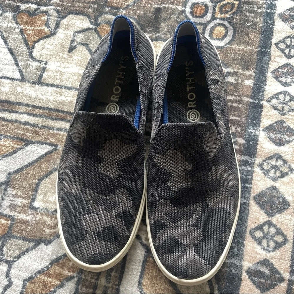 Rothy’s The‎ Sneaker Gray Camo Slip On Shoes