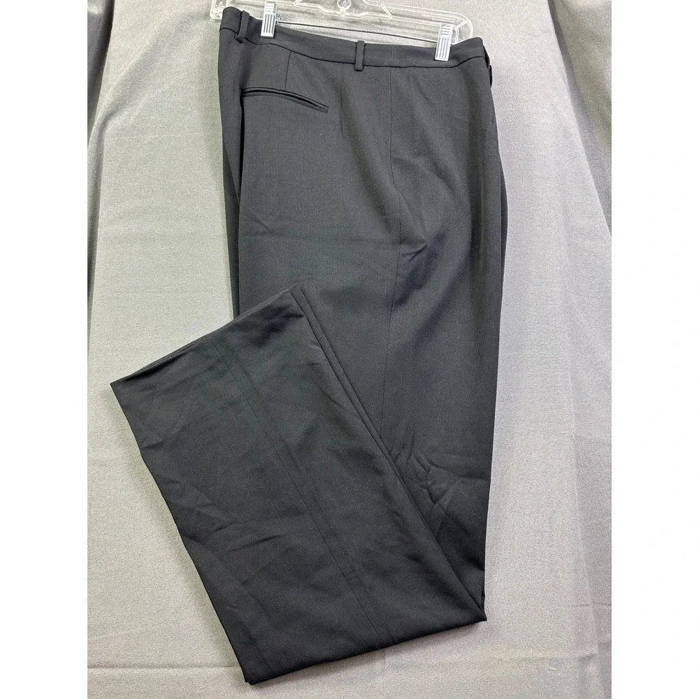 Eddie Bauer Classic‎ Fit Mens Black Dress Pants Flat Front Trousers Size 18 Tall