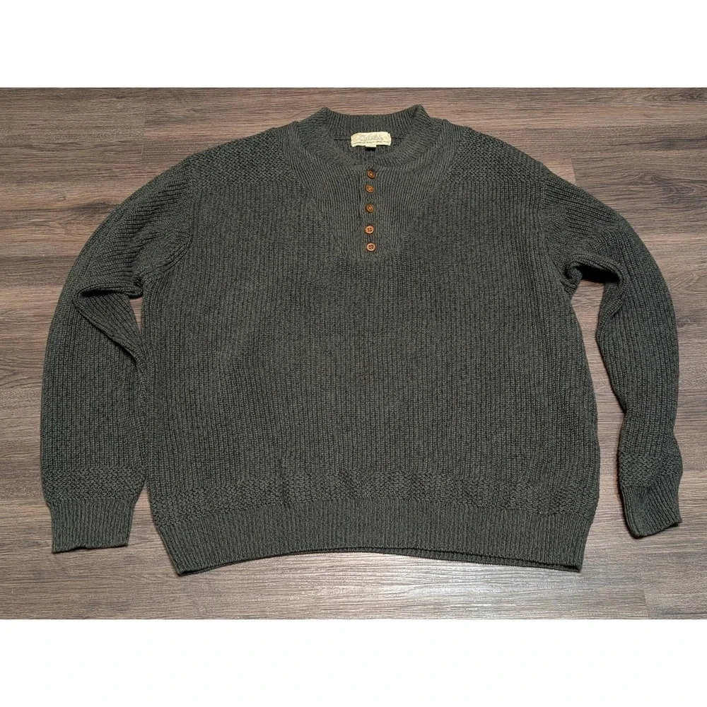 Cabelas Sweater Mens XLHenley Fisherman Chunky Knit Outdoor Utility‎ Gorpcore