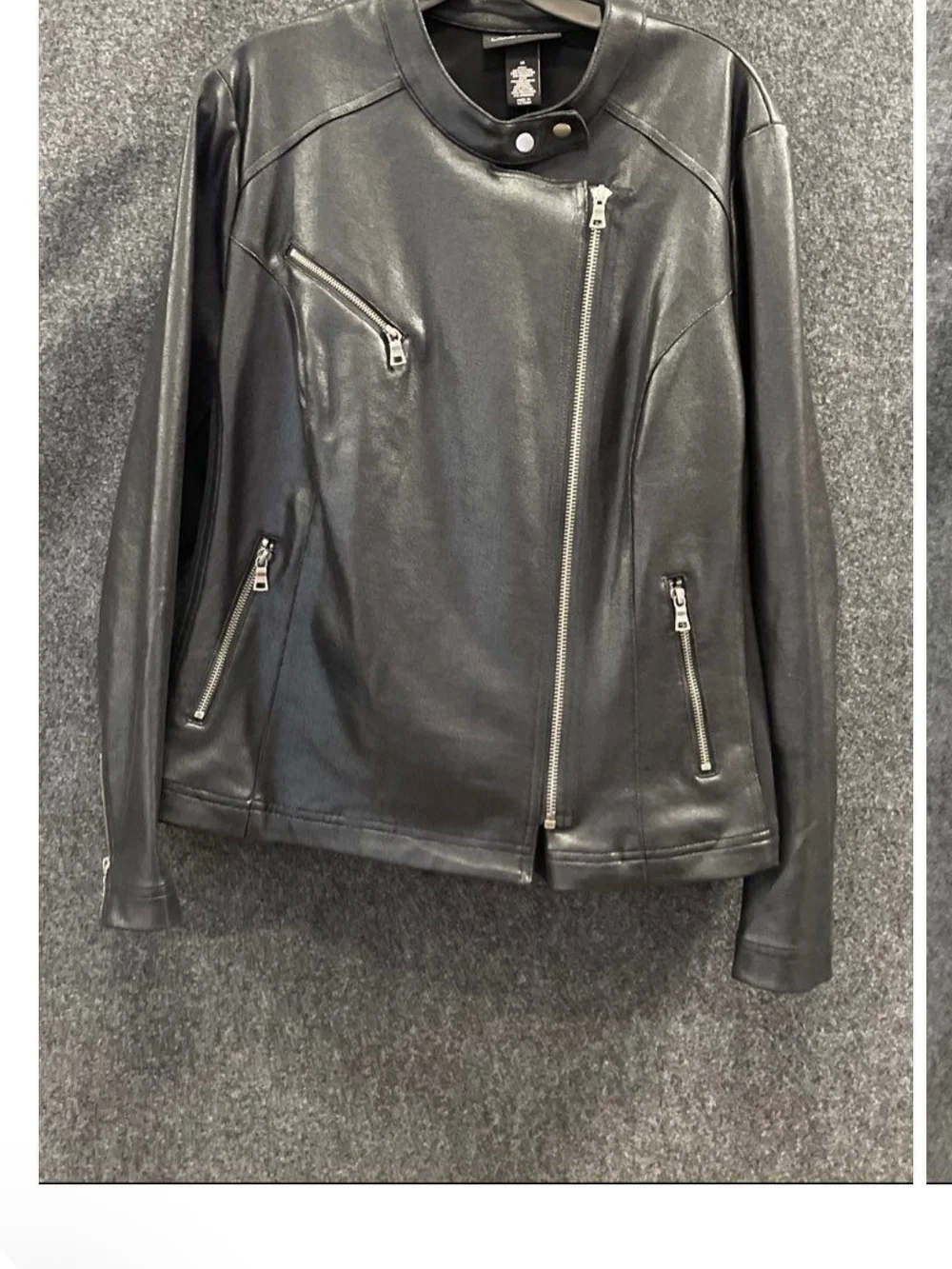 Lane Bryant Black Leather Asymmetrical Zip Moto Jacket