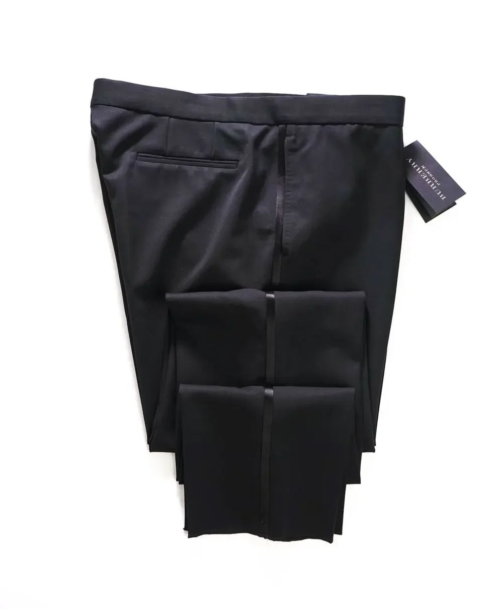 $750 BURBERRY LONDON - Black Wool Tuxedo Pants - 39W
