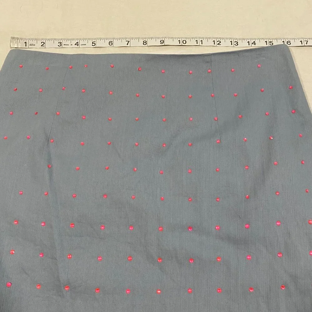 Lilly Pulitzer Blue Mini Skirt with Pink Embellished Faux Crystals‎ Size 8