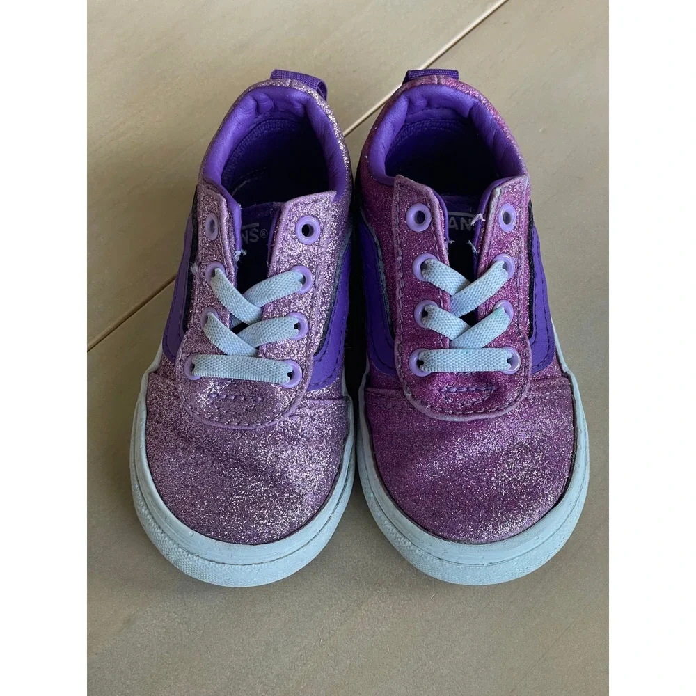 Vans Toddler Girl Old Skool Sneakers Purple‎ Glitter Shoes - Size 5