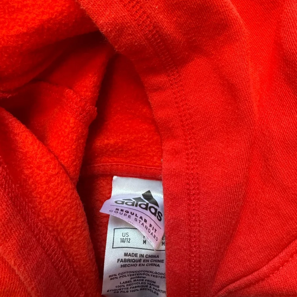 Adidas Kids Red Pullover Hoodie with Graphic Logo, Size M (10/12)