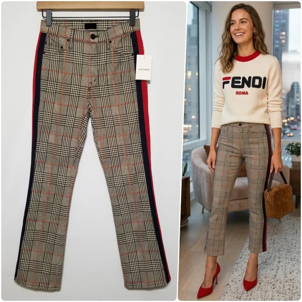 NWT‎ MOTHER The Insider Ankle Plaid - As Seen On Jamie Chung