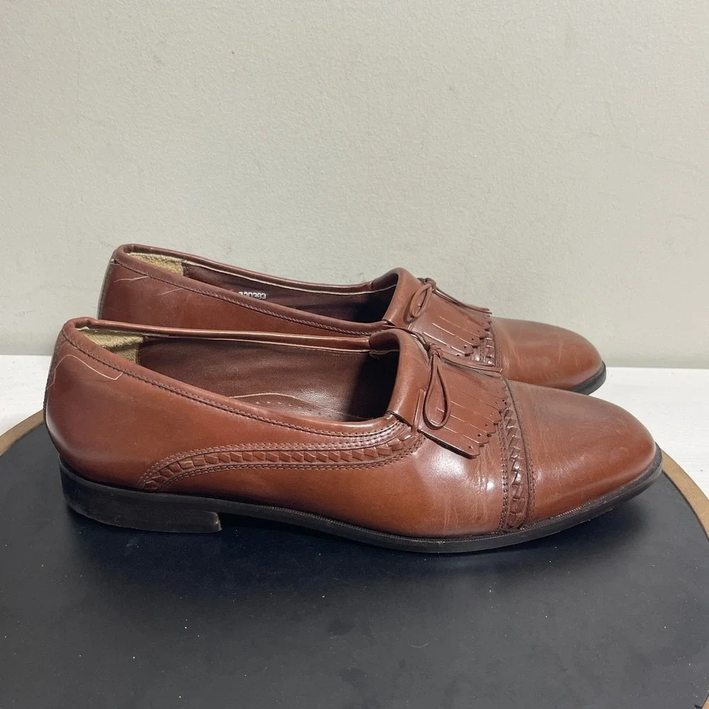 Giorgio Brutini Loafers Men 11 Brown Leather Kiltie Tassel‎ Slip-On Dress Shoes