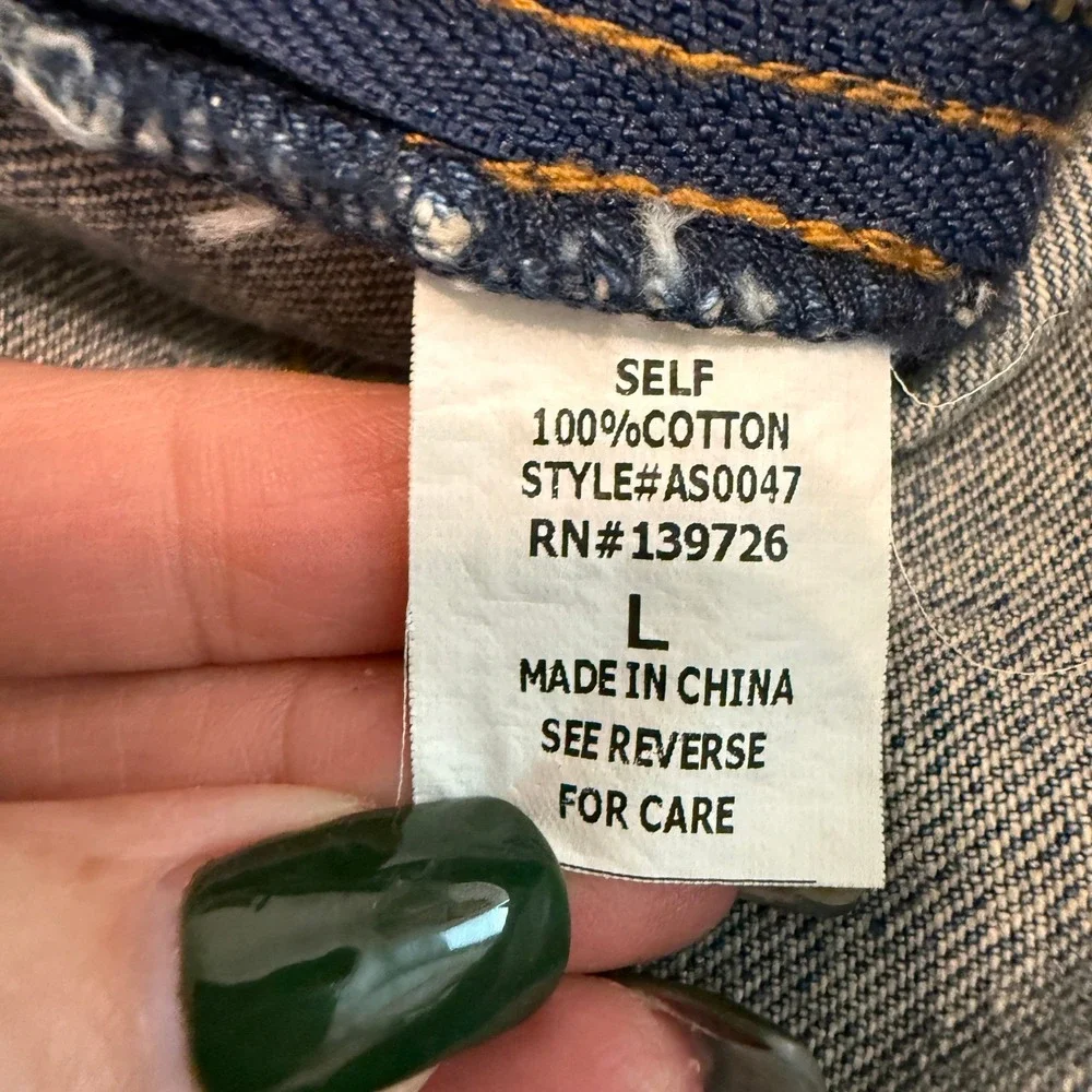 N/A embroidered denim