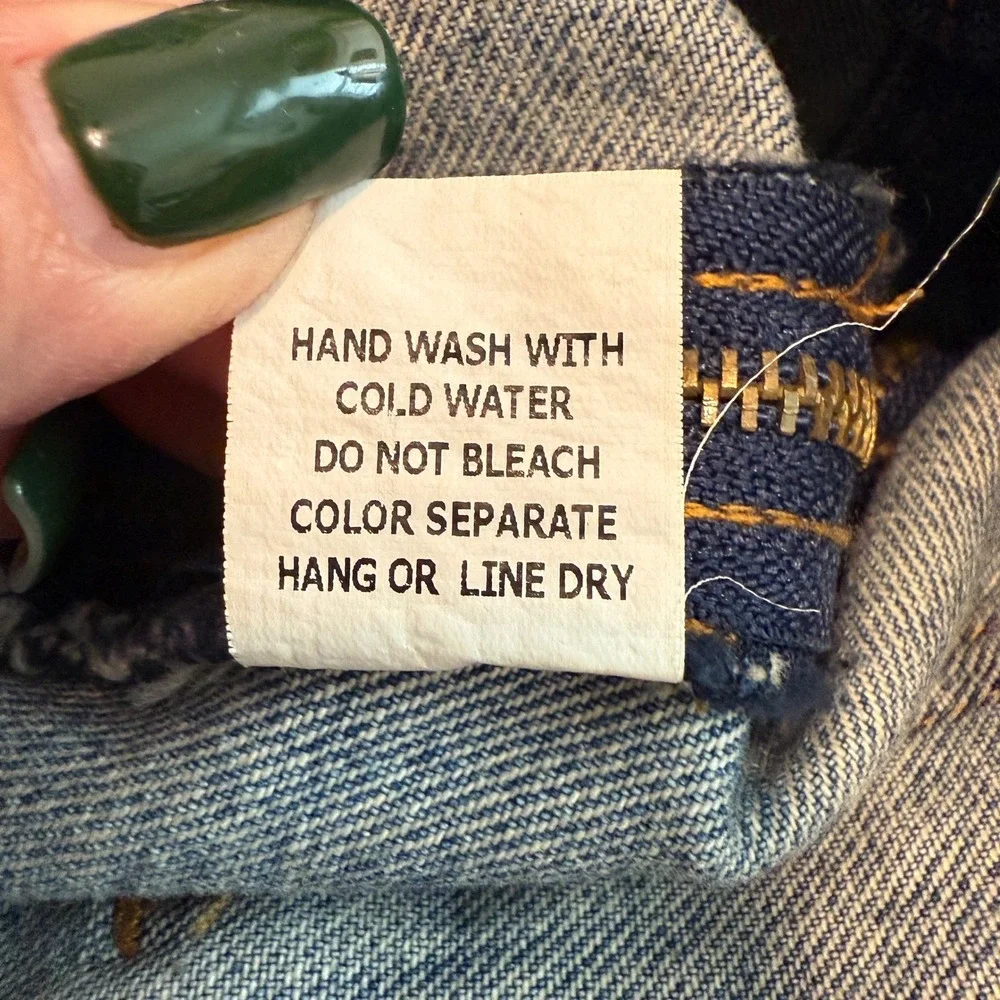 N/A embroidered denim