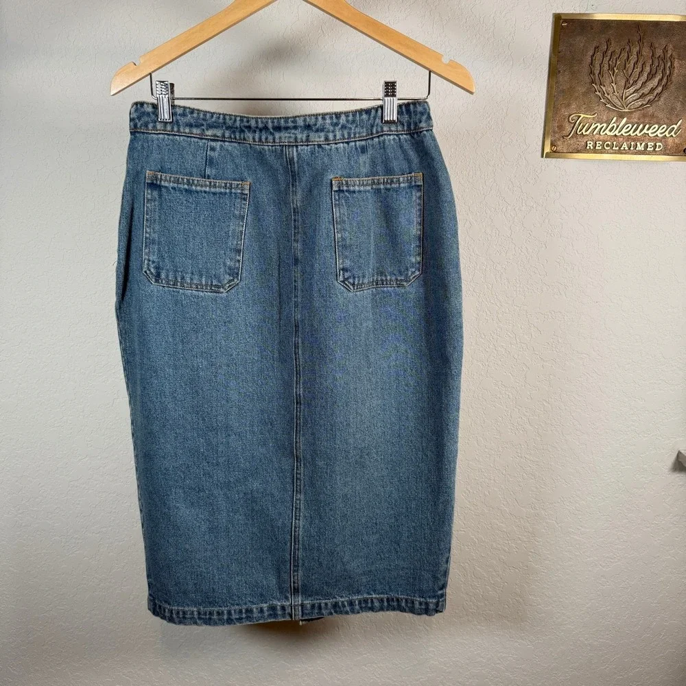 N/A embroidered denim