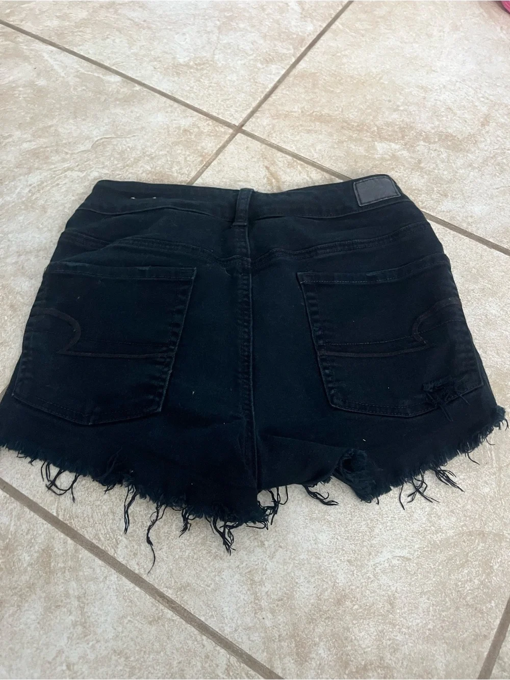 American Eagle Outfitters Black Distressed Denim Cutoff Shorts