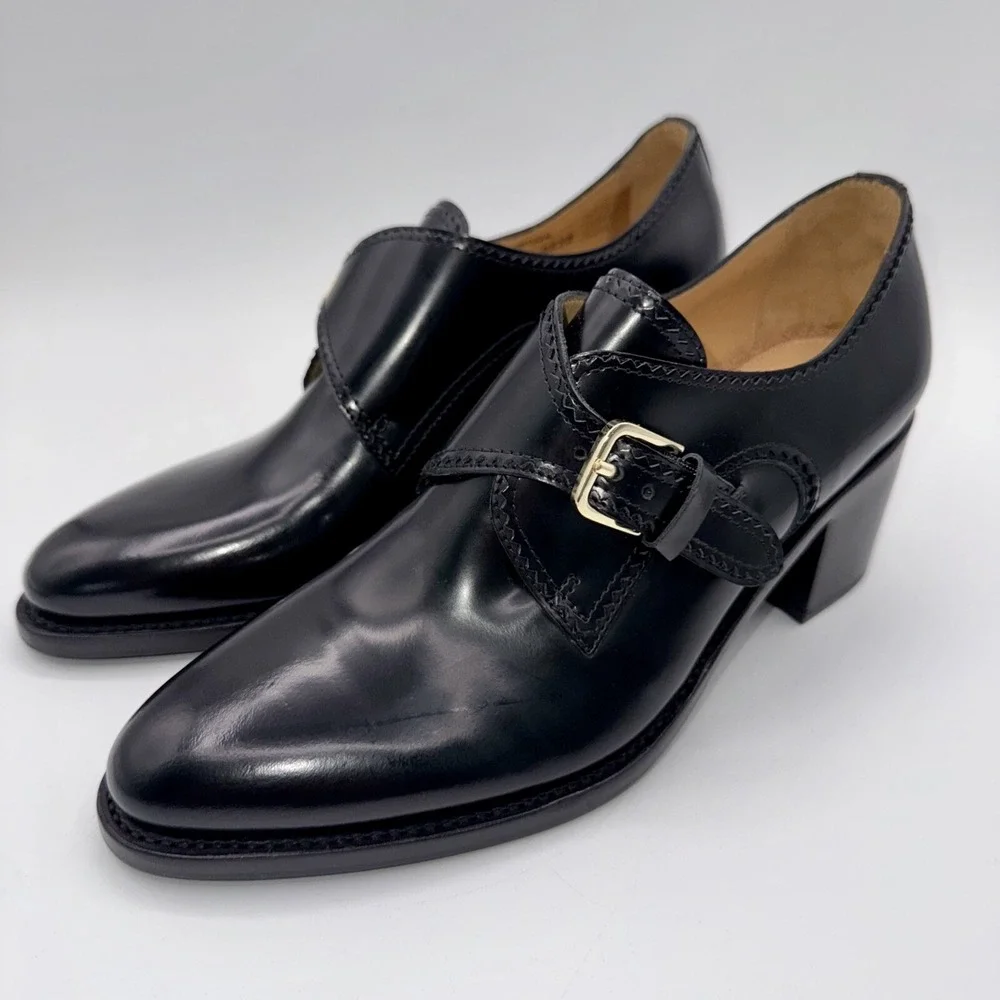 The Office Of Angela Scott Miss Brooke Heels Women's Size 7‎ EU 37 Black Leather