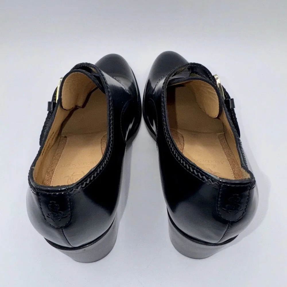 The Office Of Angela Scott Miss Brooke Heels Women's Size 7‎ EU 37 Black Leather