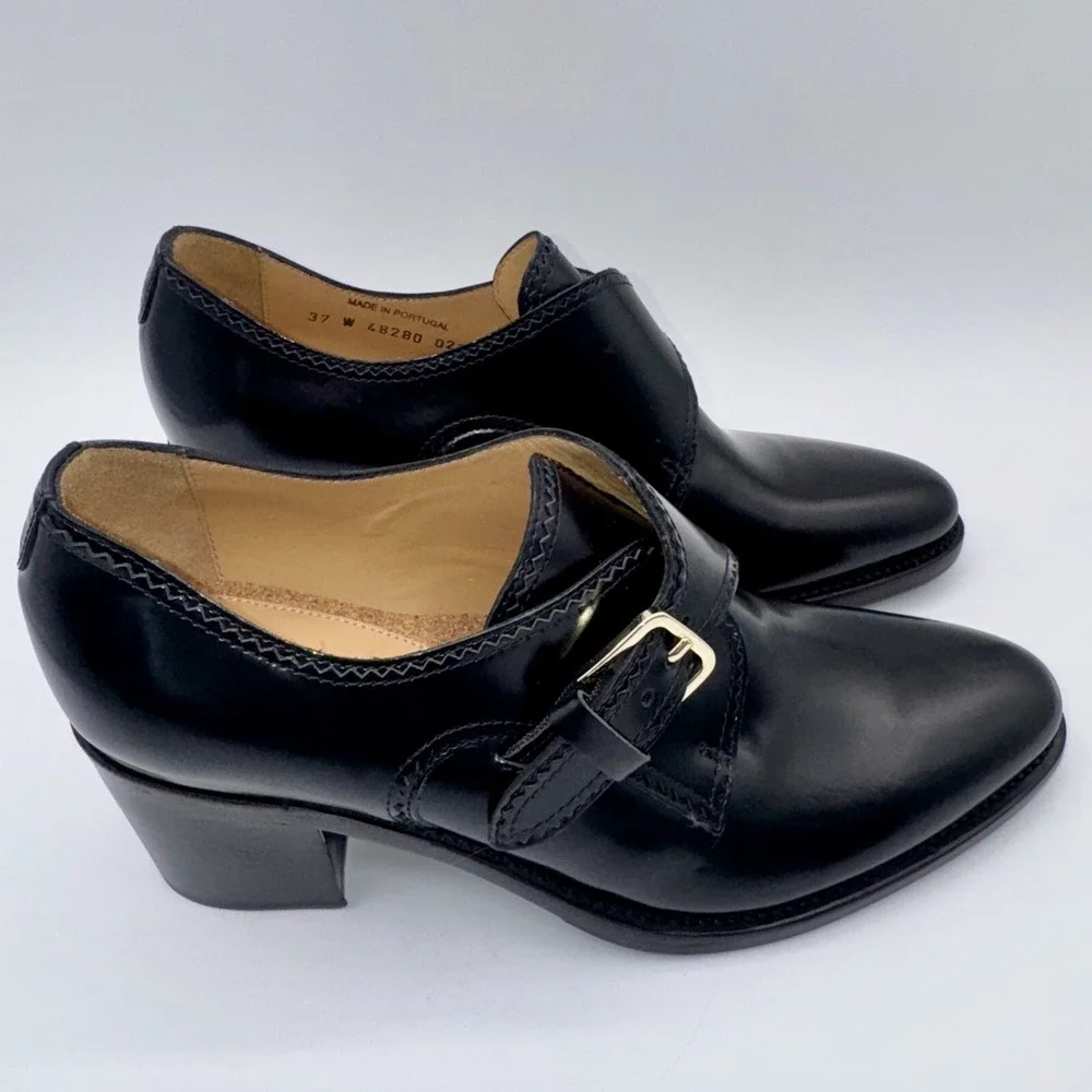 The Office Of Angela Scott Miss Brooke Heels Women's Size 7‎ EU 37 Black Leather