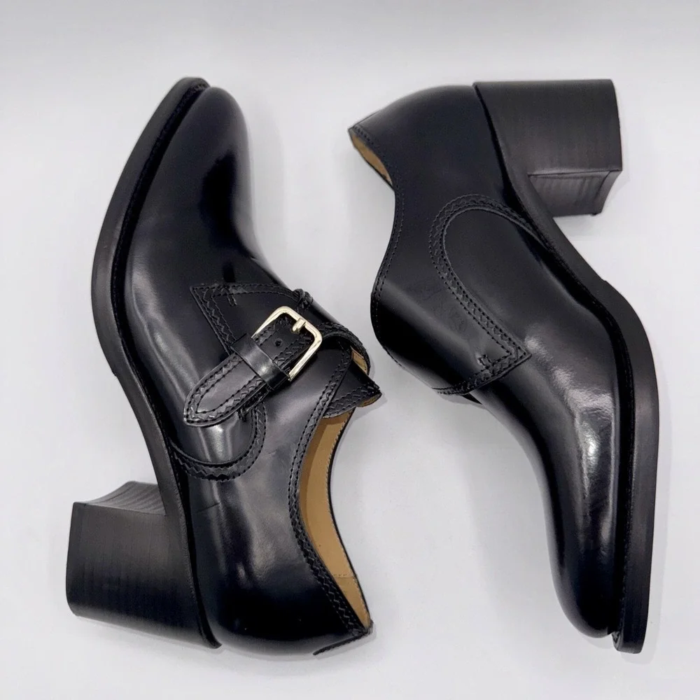 The Office Of Angela Scott Miss Brooke Heels Women's Size 7‎ EU 37 Black Leather