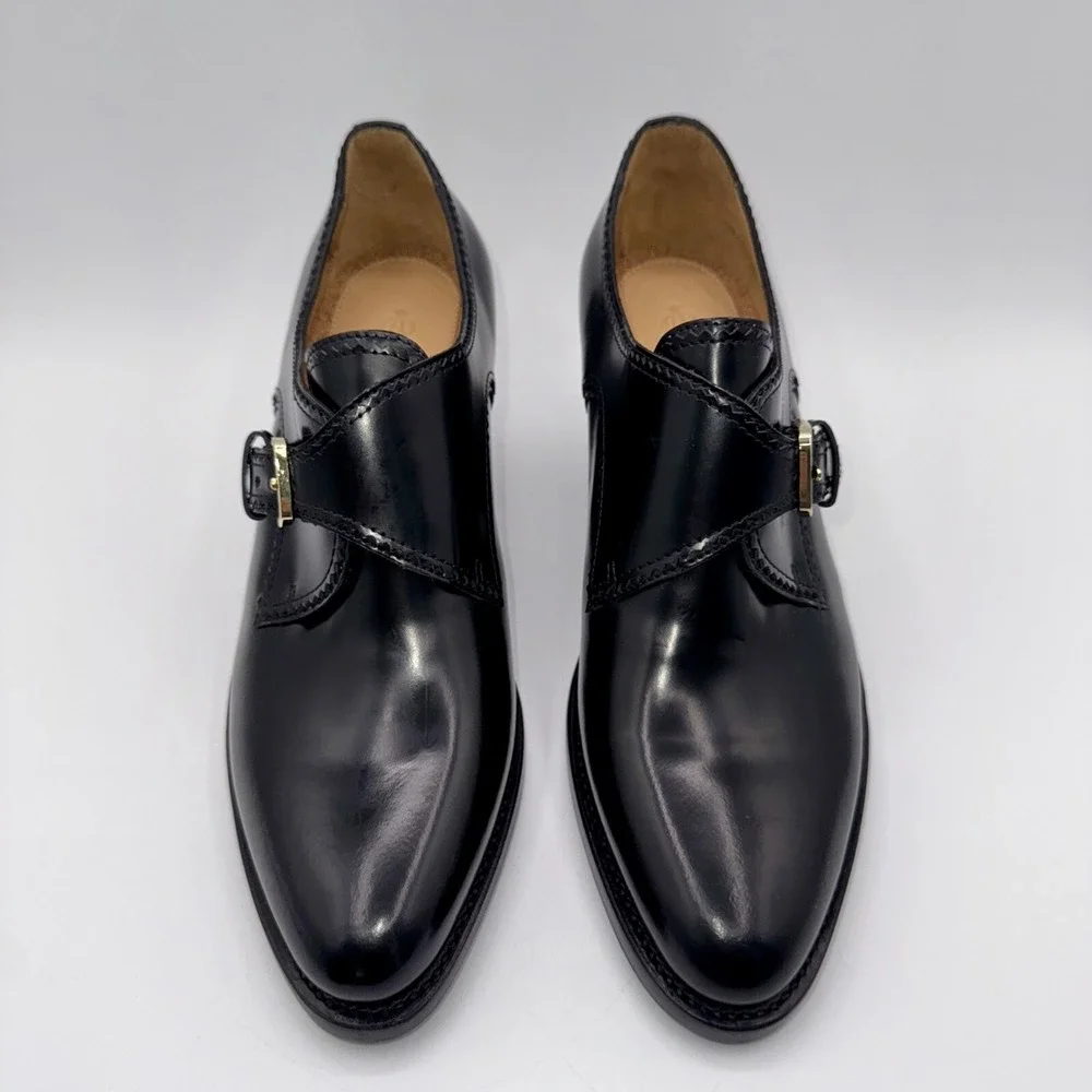 The Office Of Angela Scott Miss Brooke Heels Women's Size 7‎ EU 37 Black Leather