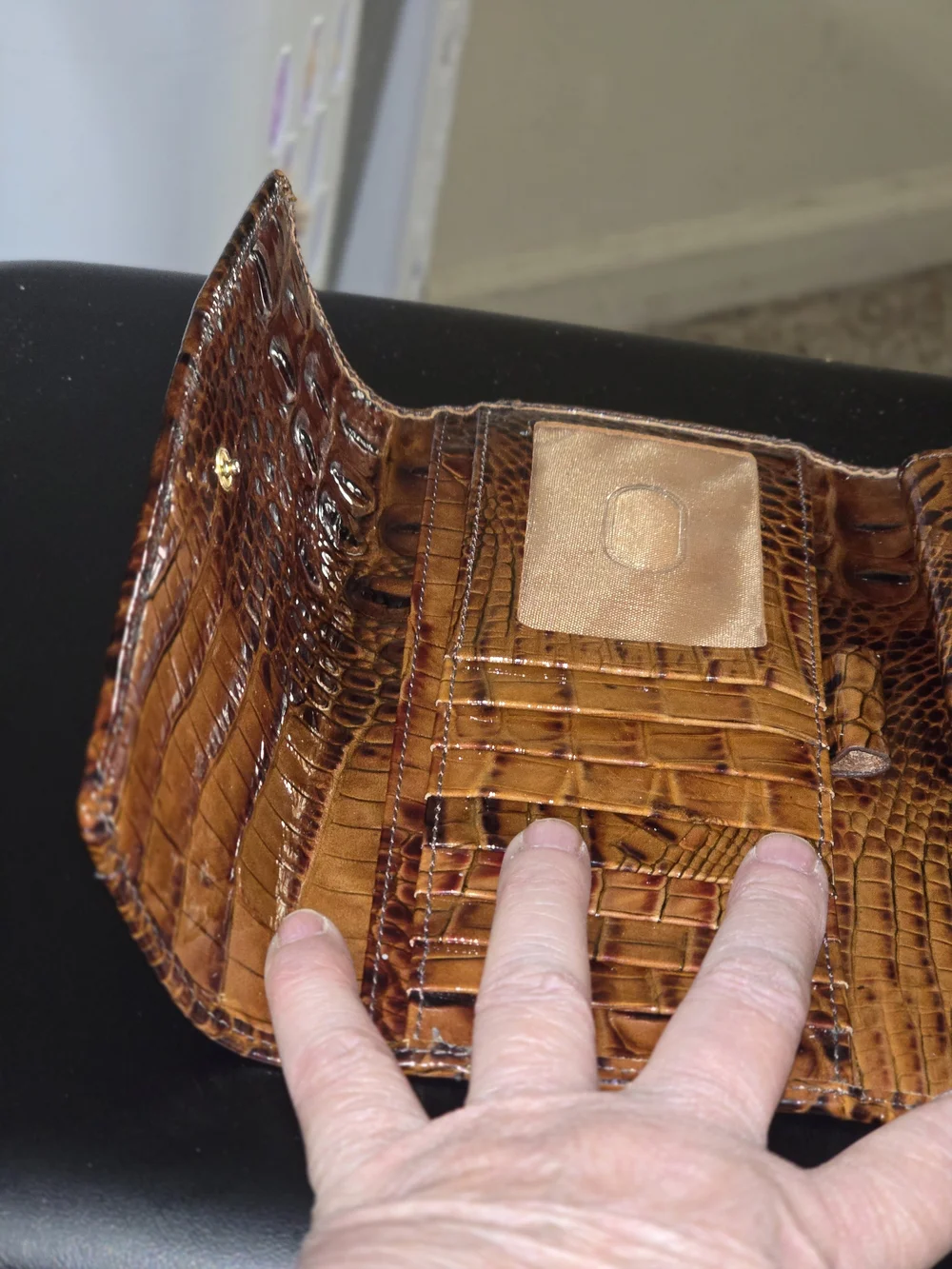 Brahmin Pecan  Croc-Embossed Shoulder Bag  Like new Condition no Call Outs