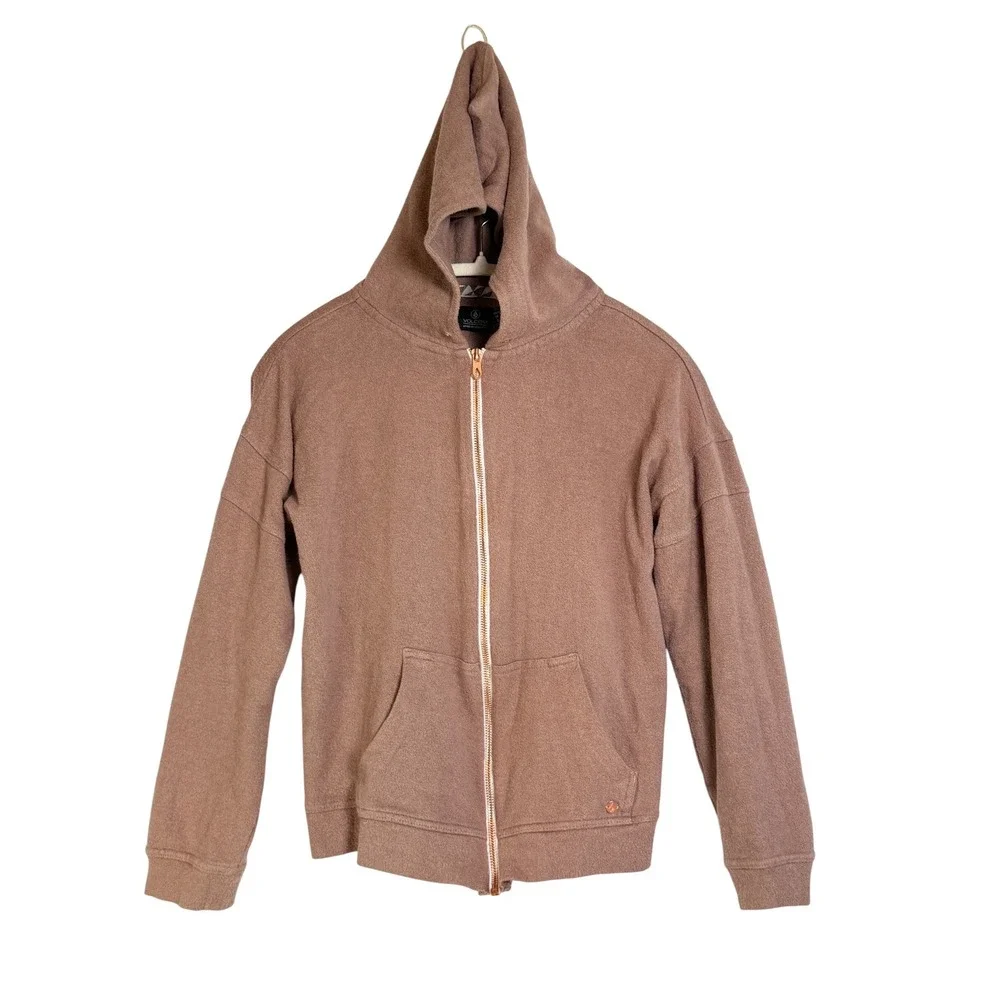 Volcom Lived in Lounge Zip Up Hoodie Rose Mauve Cozy Fleece Women's Size‎ S