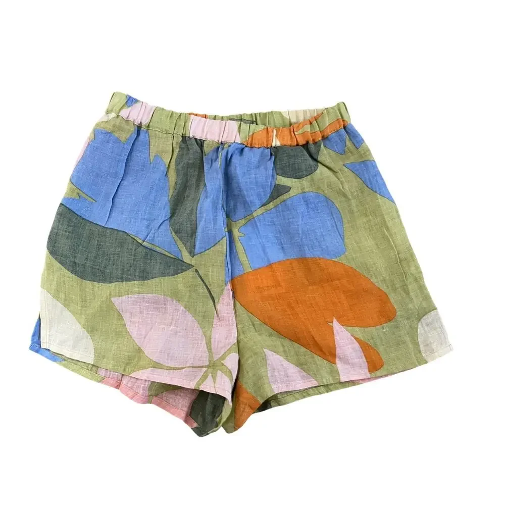 Vitamin A Womens Linen Floral High Waist Shorts Size XS Muilticolor Beach‎ Vacay