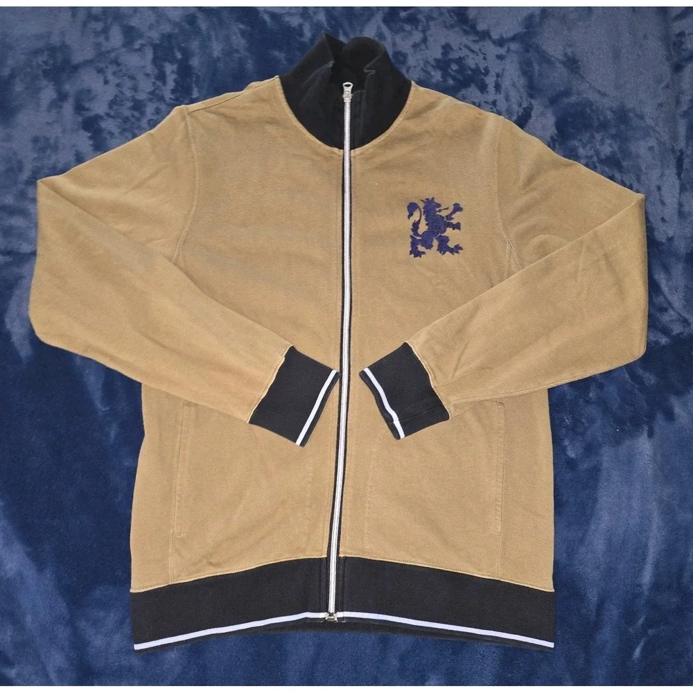R.‎ Newbold Designer Full Zip Brown Hoodie Sweater Griffon Logo