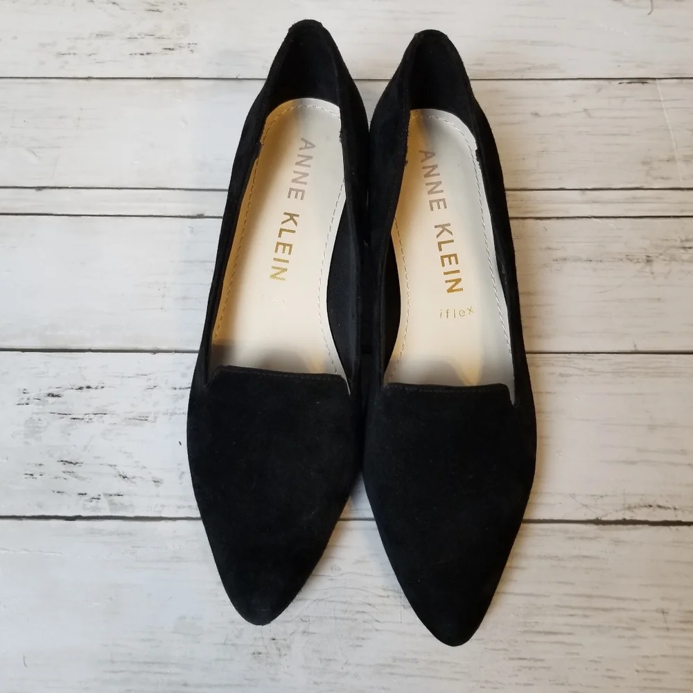 Anne Klein Kimbra Suede Leopard Print Block Heel Pump Heel