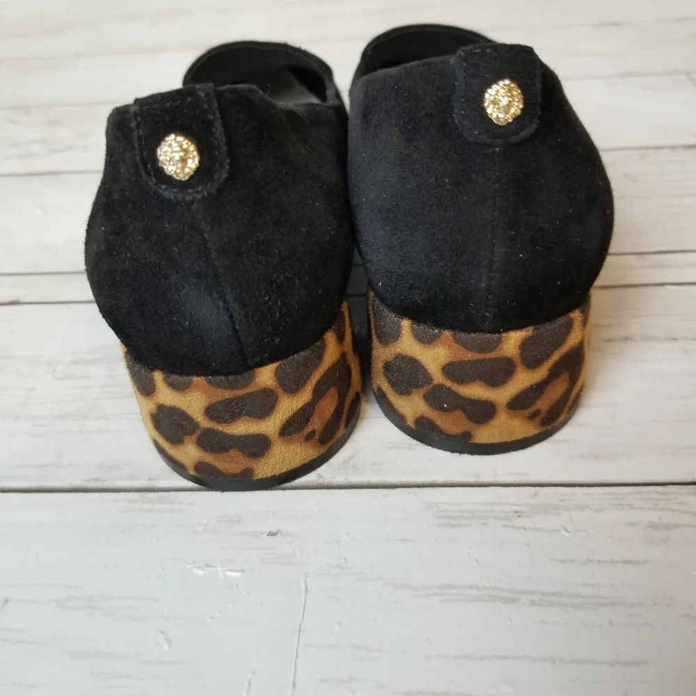Anne Klein Kimbra Suede Leopard Print Block Heel Pump Heel