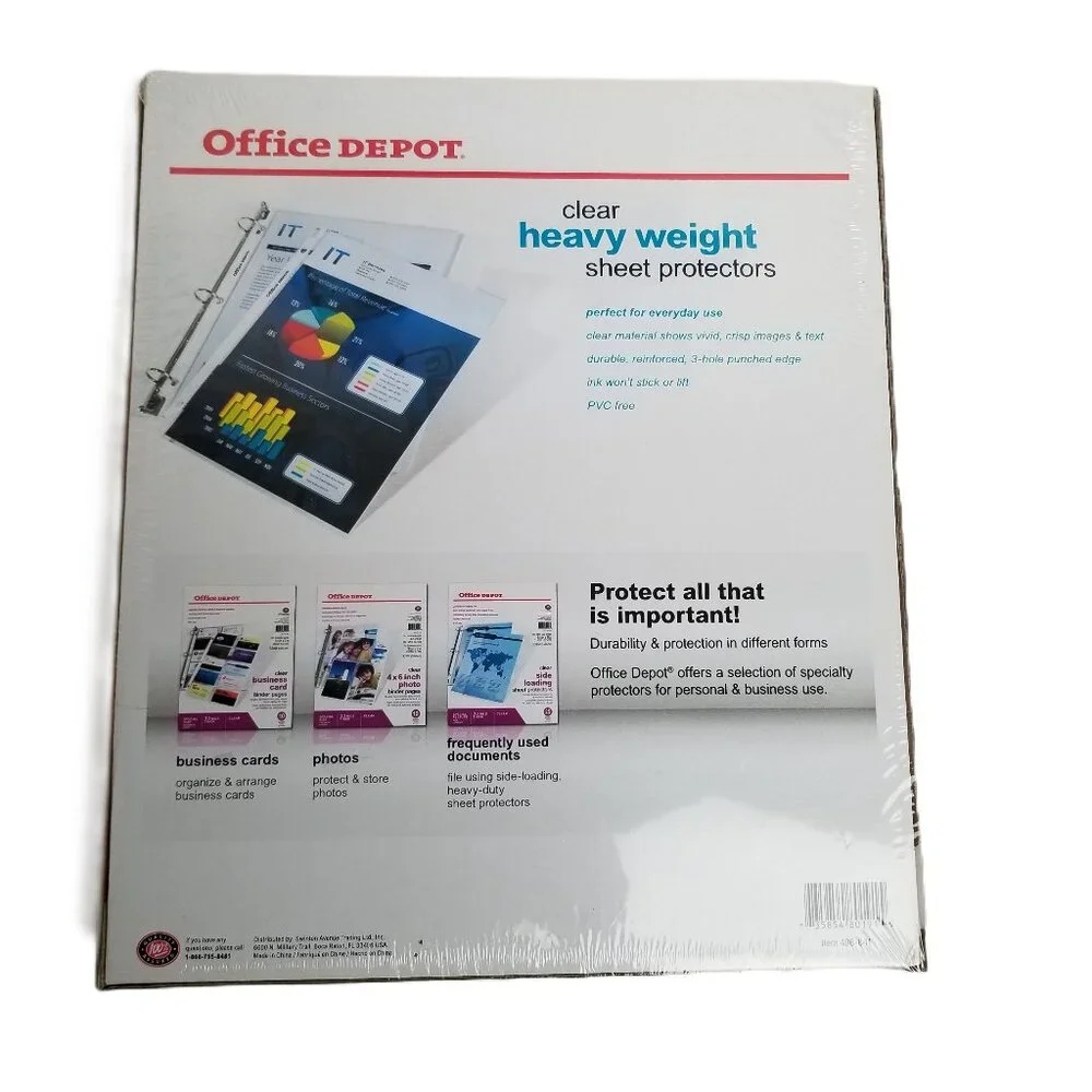 Office Depot Heavyweight Sheet Protectors 50 Count 3.3 Mil Clear Top Load NEW
