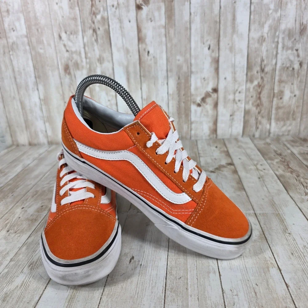Vans Old‎ Skool Sneakers Orange Canvas Skate Shoes Women's Size 6.5