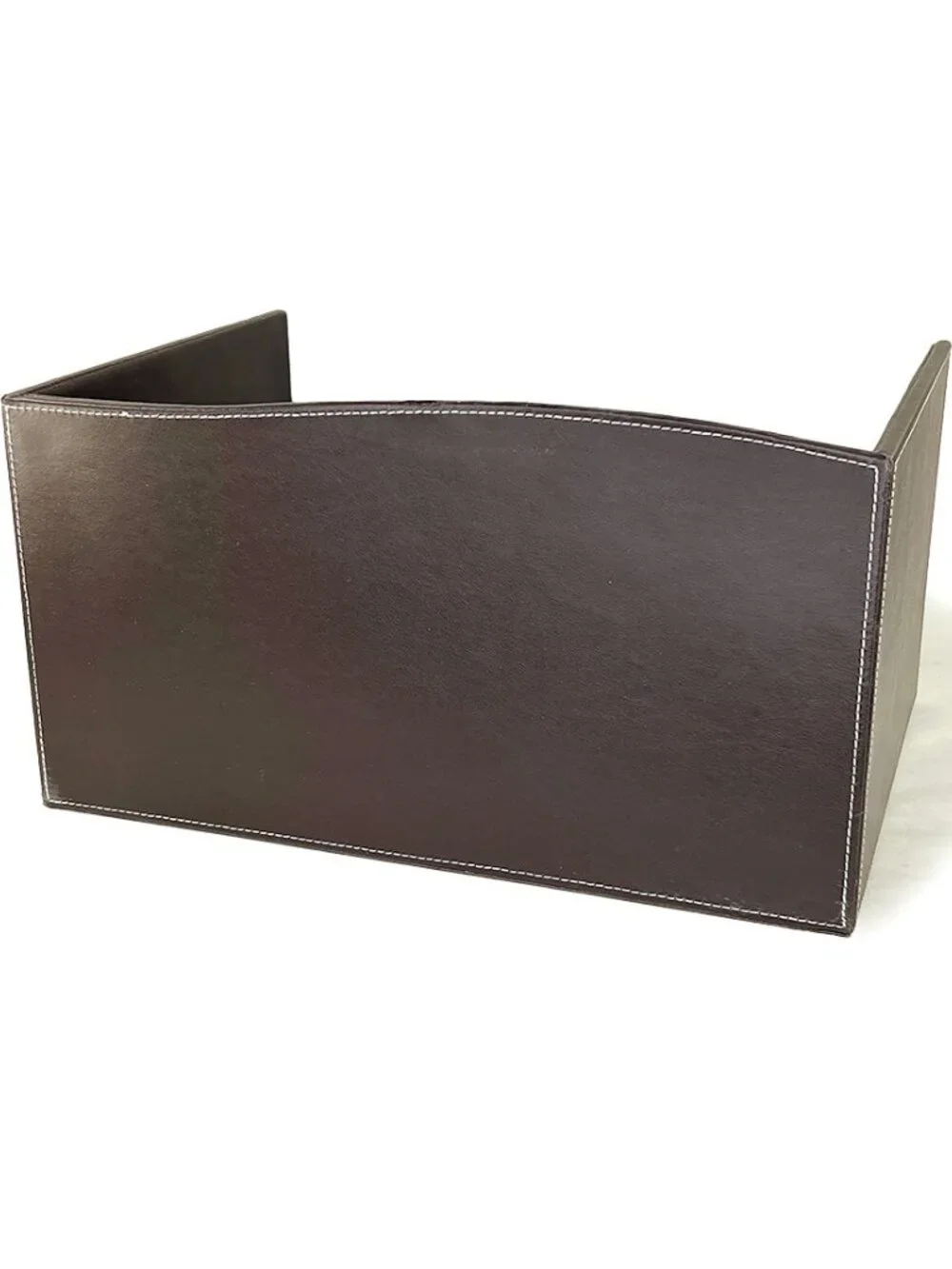 Brown Leather Multi-Tier Desk Organizer
