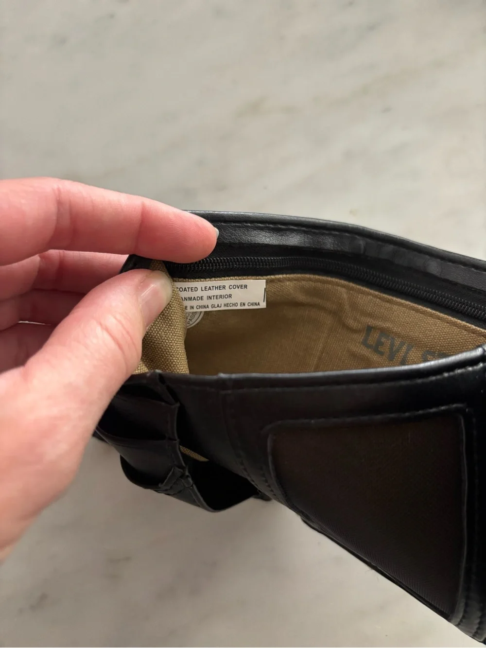 Levi's Black Leather Trifold Wallet