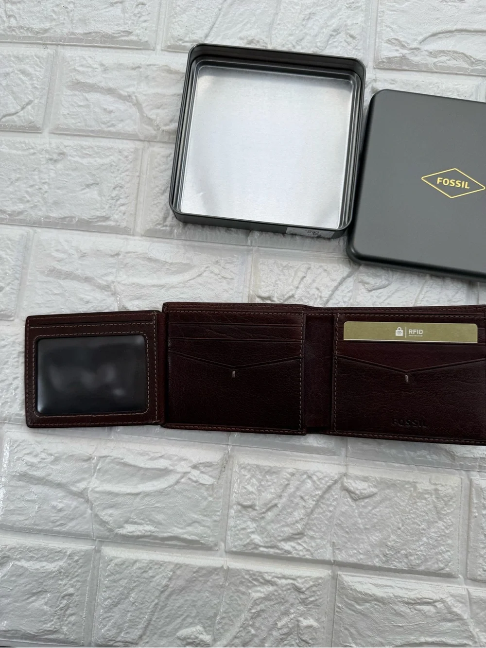 Fossil Allen RFID Traveler Tan Leather Mens Wallet NEW in box